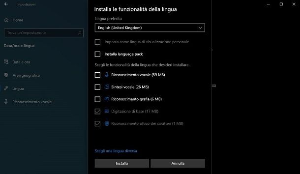 Modifica lingua tastiera in Windows 10