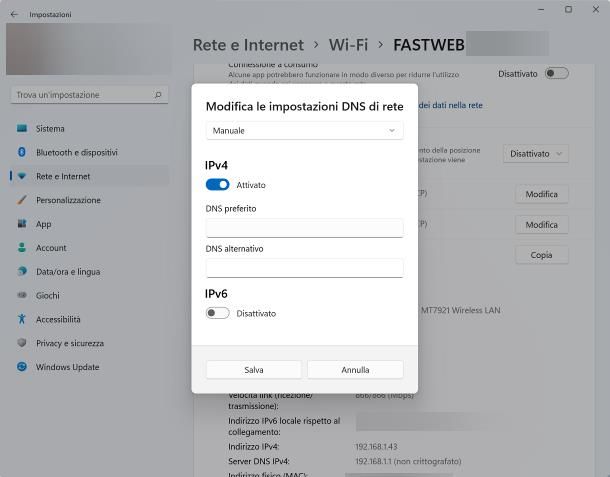 Come cambiare DNS: Windows 11