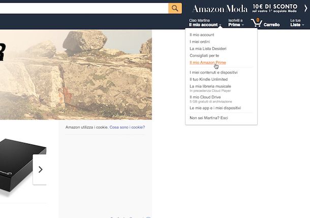 Screenshot di Amazon Prime