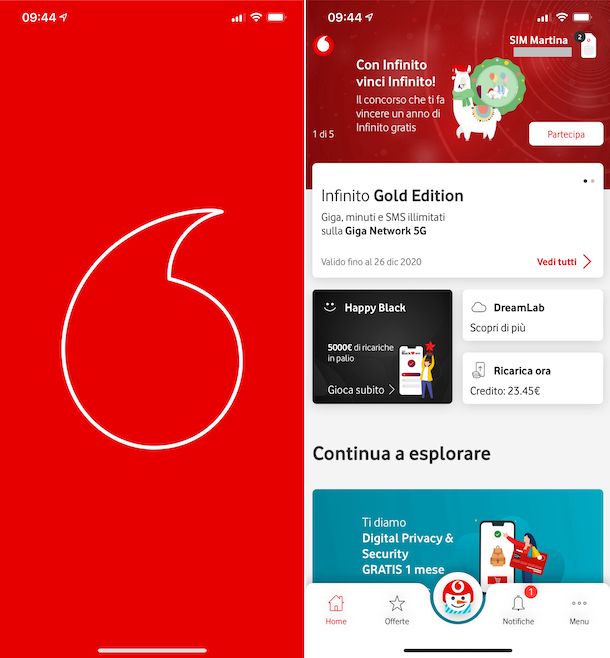 Credito residuo app My Vodafone