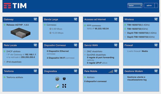 Come accedere al modem: TIM Hub