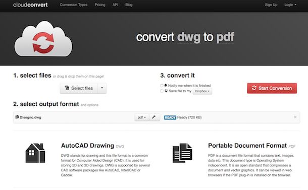 Screenshot di CloudConvert
