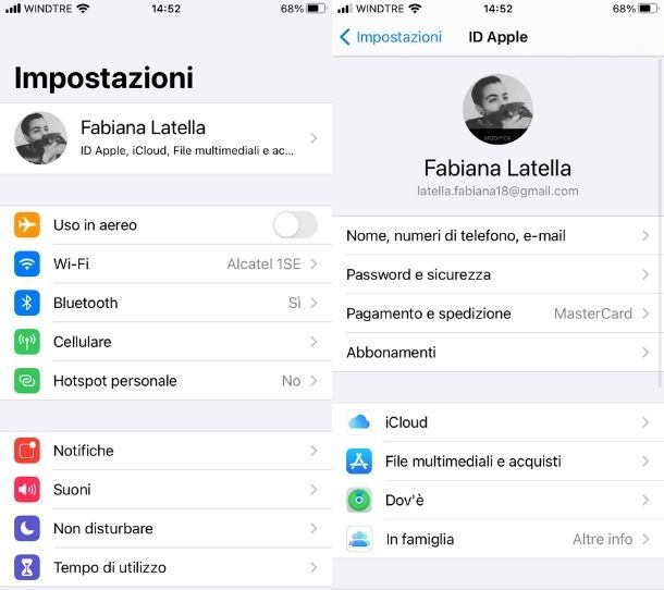 Impostazioni iPhone abbonamenti