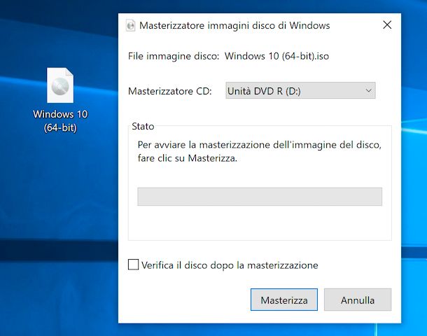 Masterizzare file ISO con Windows 10