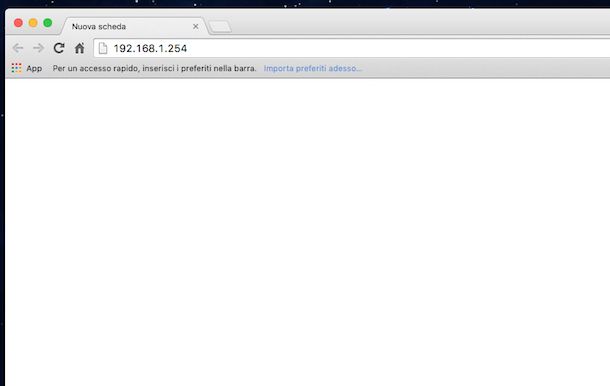 Screenshot modem Fastweb