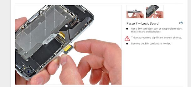 Screenshot del sito Internet di iFixit