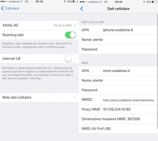 Configurare connessione Internet Wind su iPhone