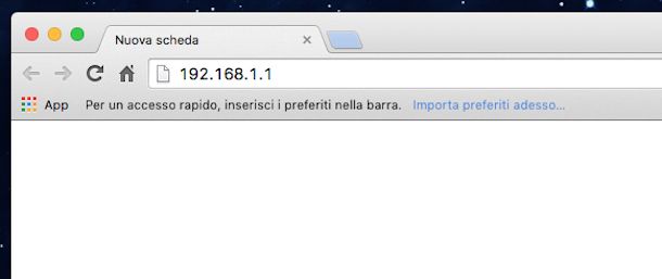 Screenshot che mostra come accedere router Fastweb