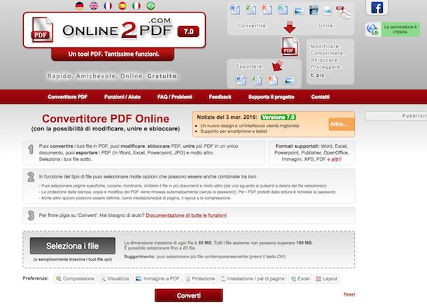 Screenshot che mostra come esportare PDF in Word