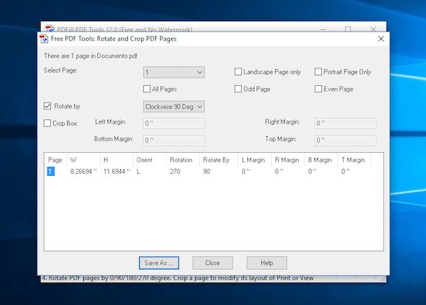 Ruotare un PDF con PDFill PDF Tools