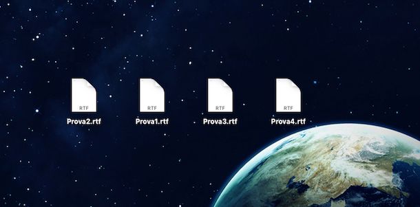 Screenshot che mostra come rinominare più file su OS X