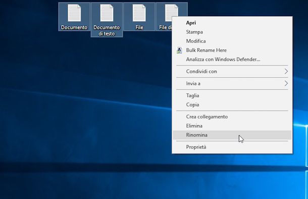 Screenshot che mostra come rinominare più file su Windows