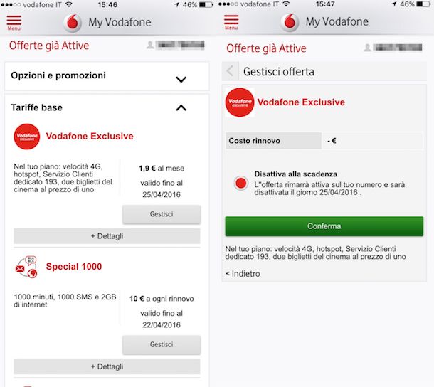 Screenshot app Vodafone