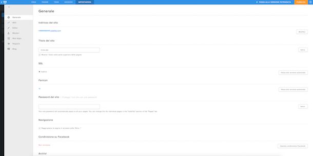 Screenshot di Weebly