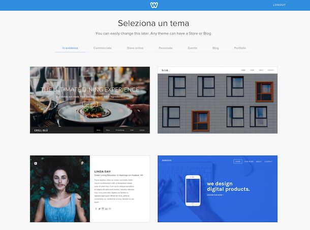 Screenshot di Weebly
