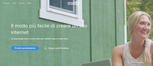 Screenshot di Weebly