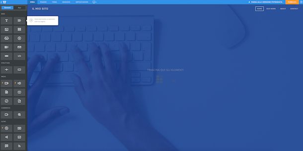 Screenshot di Weebly