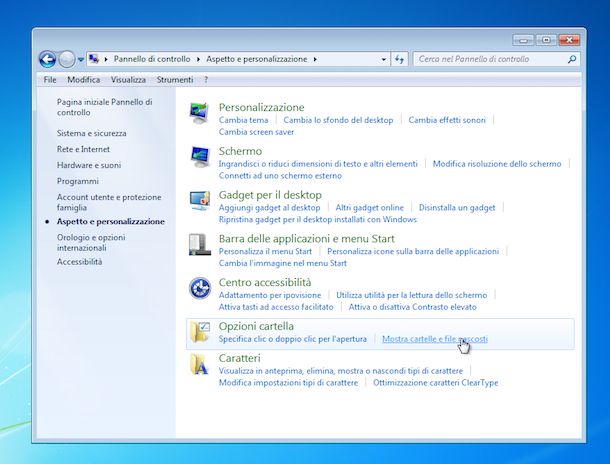 Screenshot Windows 7 cartelle nascoste