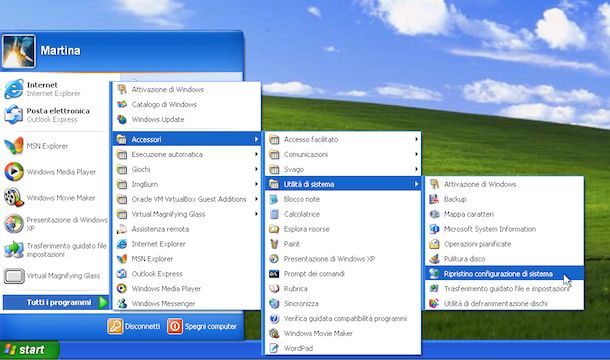 Screenshot di Window XP
