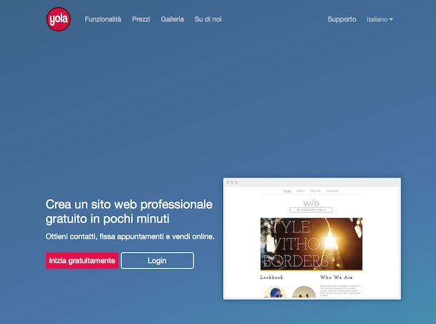 Screenshot di Yola