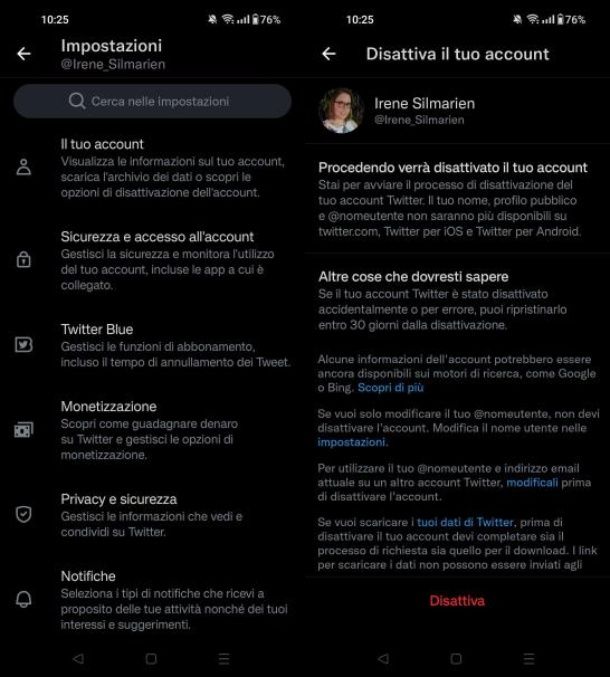 Come cancellarsi da Twitter su Android