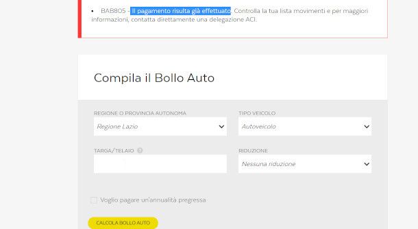 calcolo bollo auto poste