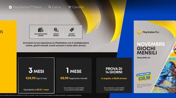 Abbonamenti PS4 PlayStation Plus