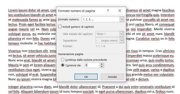 Come numerare le pagine in Word saltando le prime