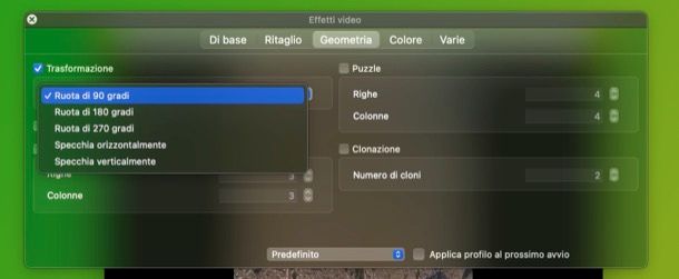 Ruotare video con VLC su Mac