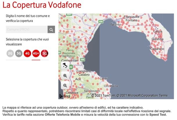 Verifica copertura Vodafone mobile