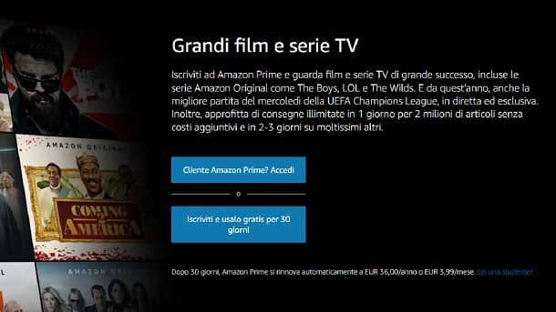 Prova gratuita Amazon Prime Video