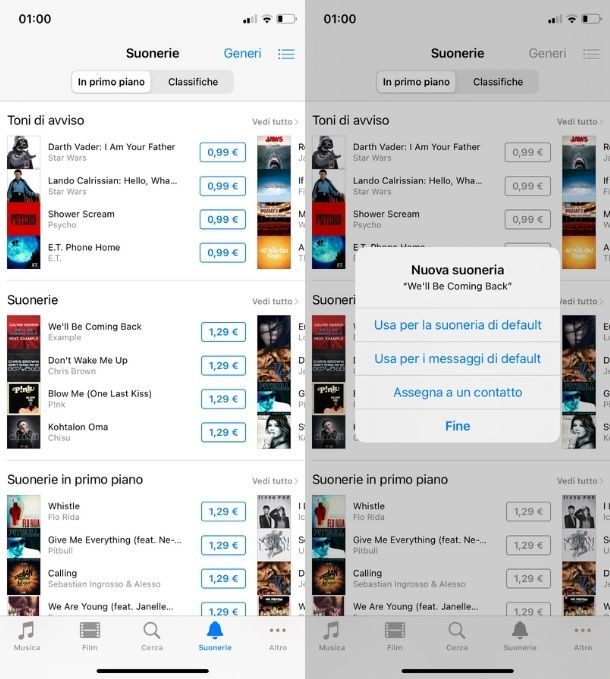 Suoneria a pagamento iTunes Store