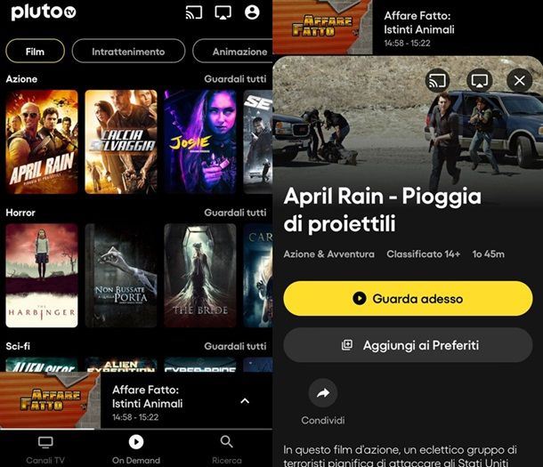 Vedere film gratis in streaming su iPhone Pluto TV