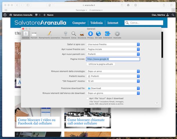 Impostare Google come pagina iniziale su Safari