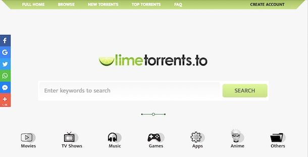 Sito Web Lime Torrents