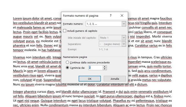 Numerare le pagine in Word per Windows