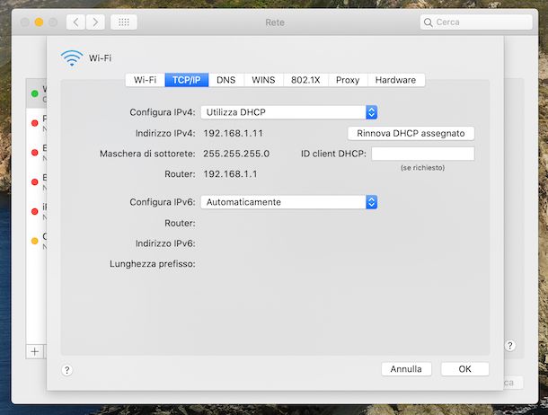 Indirizzo IP router Mac