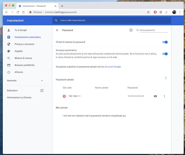 Password modem Chrome