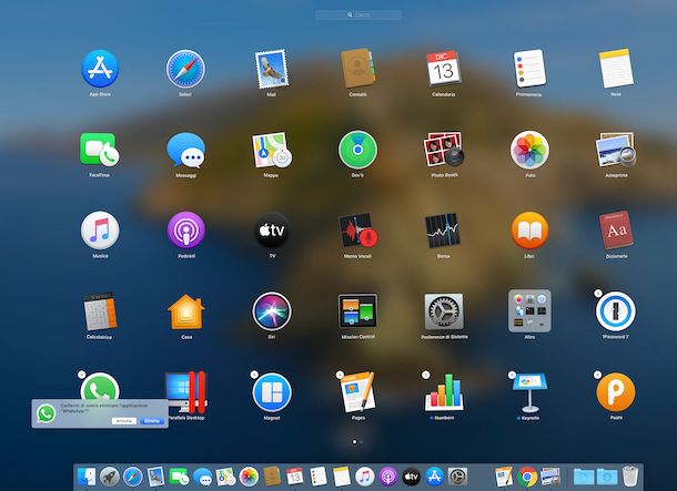 Disinstallazione applicazioni macOS tramite Launchpad