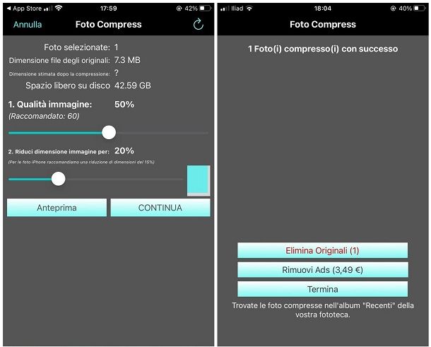 Come ridurre il peso di una foto su iPhone