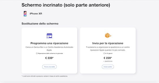 Sostituzione vetro iPhone online