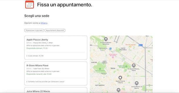 Cercare un Apple Store 