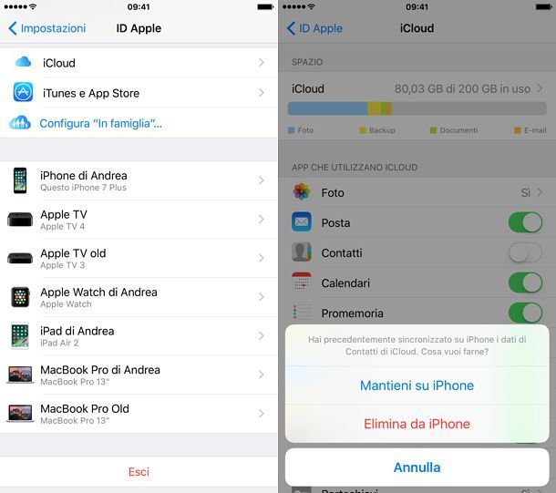 Esportazione dei contatti da iPhone (CSV)