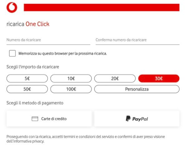 Ricaricare Vodafone online