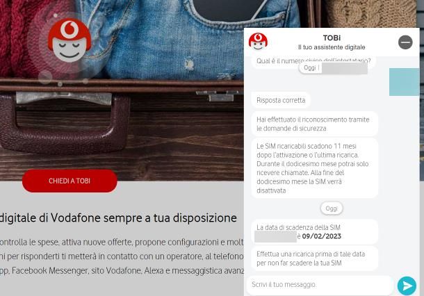 Come sapere scadenza SIM Vodafone: TOBi