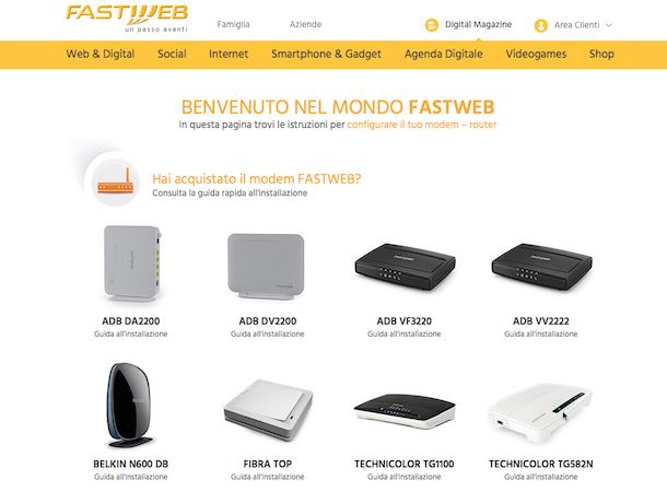 Screenshot sito Fastweb