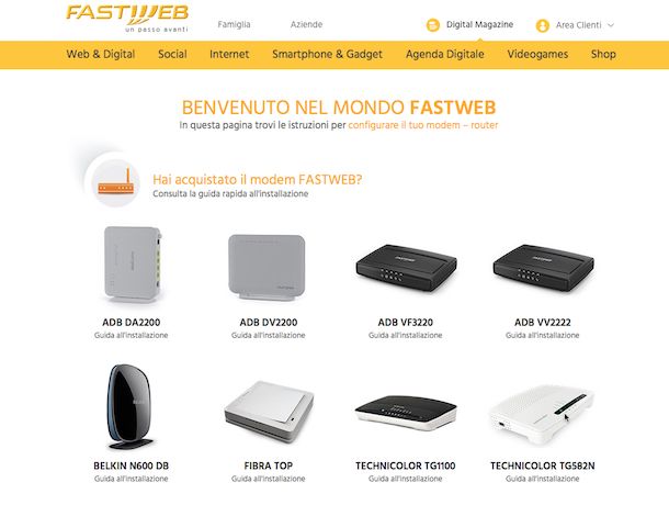 Screenshot sito Fastweb