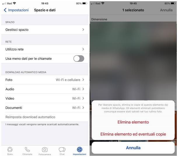 Come liberare spazio su iPhone: WhatsApp