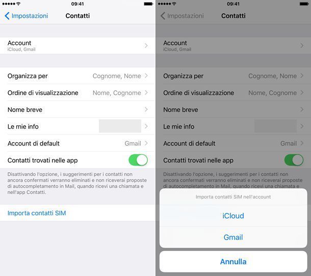 copiare contatti da iPhone a SIM con My Contacts Backup