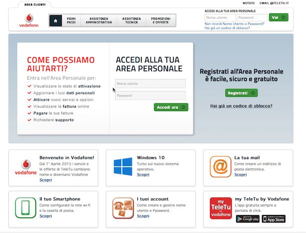 Screenshot del sito Internet di TeleTu